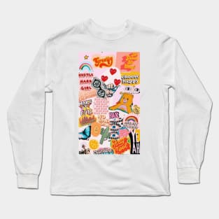 Happy Fabulous Pink Mood Board Long Sleeve T-Shirt